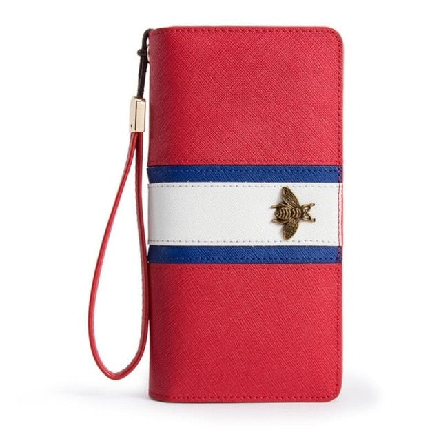 Women Leather,Long,Tri-color Wallet