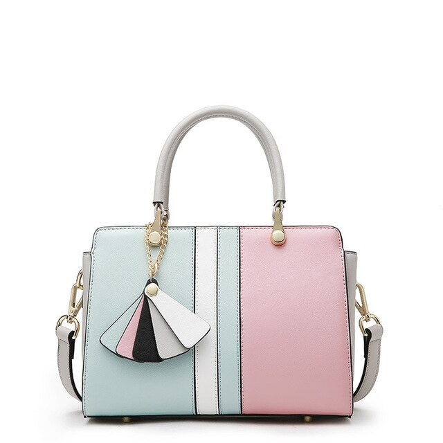 Women Luxury Leather Paneled Handbag